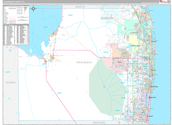 Palm Beach County, FL Wall Map